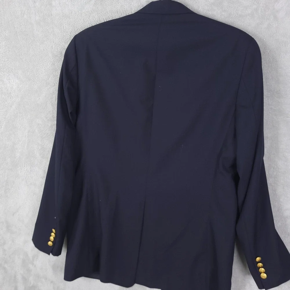 Chaps Ralph Lauren Blazer 100% Wool Gold Button Mens 40 L Sport Coat Jacket Blue